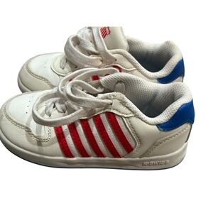 K-Swiss Kids Sneakers White Red Blue Size 8.5 Toddler – Lace-Up Athletic Shoes